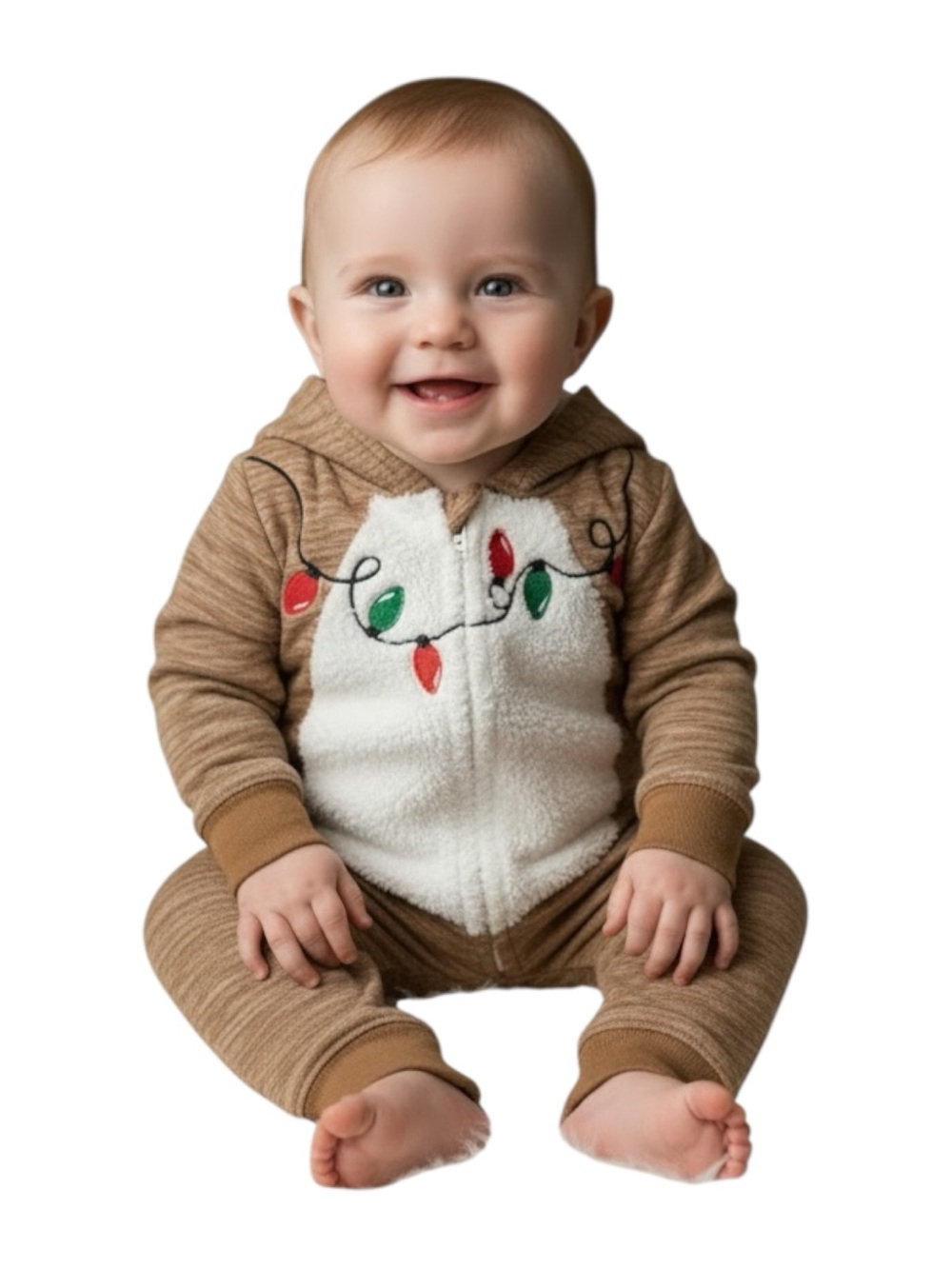 Carter’s - NWT - Cozy Reindeer With Holiday Light Hooded One-Piece for Kids